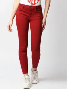 LOVEGEN Women Red Skinny Fit Stretchable Jeans