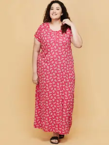 max Women Plus Size Pink Printed Maxi Nightdress