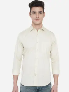 Greenfibre Men Yellow 100% Cotton Regular Fit Printed Casual Shirt