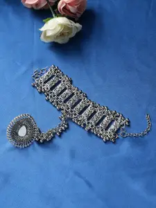 CARDINAL Women Silver-Toned Oxidised Ring Bracelet