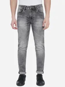 JADE BLUE Men Grey Slim Fit Mildly Distressed Light Fade Jeans