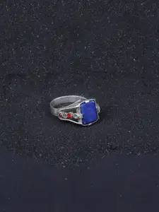 SANGEETA BOOCHRA Women Silver-Toned & Blue CZ Studded Finger Rings
