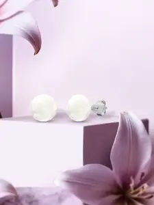 ANAYRA White Spherical Studs Earrings