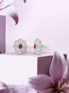 ANAYRA White Circular Studs Earrings