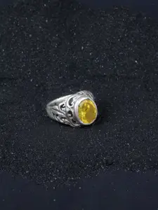 SANGEETA BOOCHRA Sterling Silver Yellow CZ Studded Finger Ring