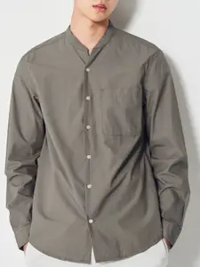 8seconds Men Grey Solid Pure Cotton Casual Shirt