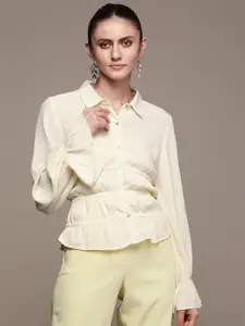 Label Ritu Kumar Women Off White Relaxed Casual Shirt
