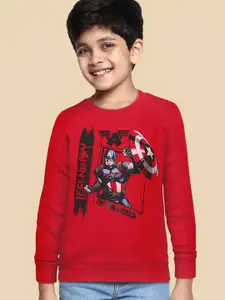 Kids Ville Boys Captain America Red Printed Sweatshirt