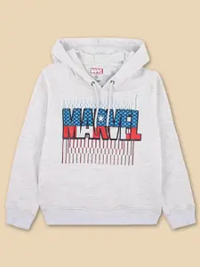 Kids Ville Boys Grey Marvel Printed Hooded Sweatshirt