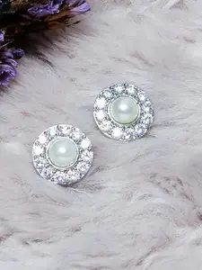 Voylla Silver-Toned Contemporary Studs Earrings