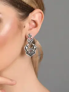 Fida Silver-Toned Contemporary Studs Earrings
