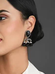Fida Black Contemporary Drop Earrings