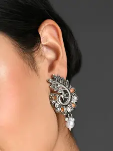 Fida Orange Contemporary Studs Earrings