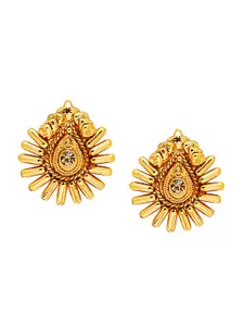 Shining Jewel - By Shivansh Gold-Toned Teardrop Shaped Studs Earrings