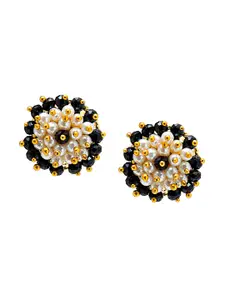 Shining Jewel - By Shivansh Gold-Toned Circular Studs Earrings