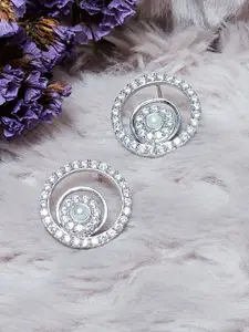 Voylla Women  Silver-Toned Contemporary Drop Earrings