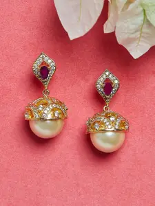 Voylla Women Gold-Toned Contemporary Drop Earrings