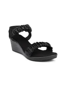 Inc 5 Women Black Suede Wedge Sandals