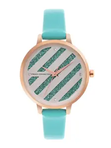 French Connection Women Blue Printed Dial & Blue Leather Straps Analogue Watch FCN00022D