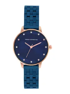 French Connection Women Embellished Dial & Stainless Bracelet Style Straps Analogue Watch