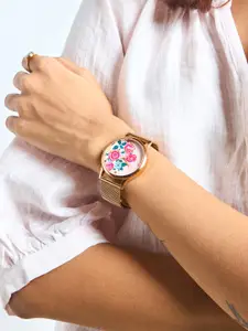 TEAL BY CHUMBAK Women Pink Dial & Rose Gold-Plated Bracelet Style Analogue Watch-890760511730