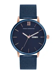 French Connection Men Blue Dial & Blue Stainless Steel Bracelet Style Straps Analogue Watch