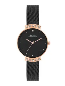 French Connection Women Black Dial & Black Stainless Steel Analogue Watch FCN00032B