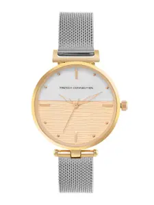 French Connection Women White Dial & Silver Toned Stainless Steel Bracelet Style Straps Analogue Watch