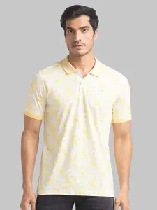 Park Avenue Men Yellow Polo Collar Slim Fit T-shirt
