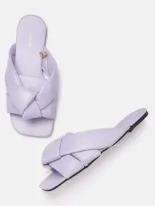 Van Heusen Woman Lilac Solid Open Toe Flats with Knot Detail