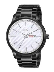 MORRIS KLEIN Men White Dial & Black Stainless Steel Analogue Multi Function Watch MK-8007