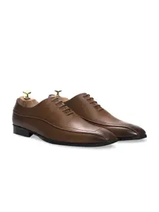 GRIFFIN Men Coffee Brown Textured Oxfords