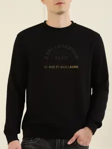 Karl Lagerfeld Men Black Printed Sweatshirt