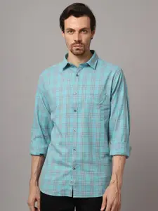 Cantabil Men Blue Tartan Checks  Casual Shirt