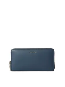 Ted Baker Women's Blue Quilted Leather Zip Around Wallet