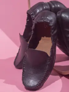 Inc 5 Women Black Leather Ballerina Loafers