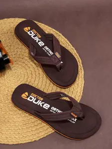 Duke Women Brown & White Printed Thong Flip-Flops