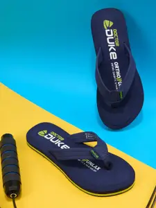 Duke Women Navy Blue & White Printed Thong Flip-Flops