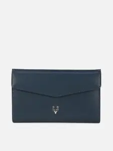 Allen Solly Women Navy Blue & Gold-Toned PU Two Fold Wallet