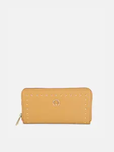 Allen Solly Women Yellow Embellished Zip Around Wallet
