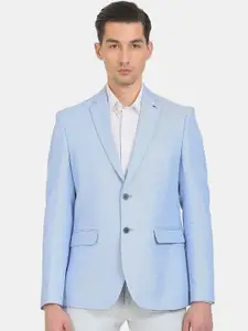 Arrow Men Blue Solid Single-Breasted Formal Blazer