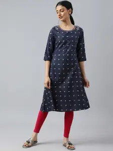 W Women Blue Geometric Printed Kurta