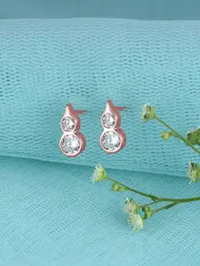 GIVA Rose Gold Plated & White Contemporary Studs Earrings