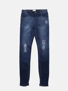 Gini and Jony Girls Blue Slim Fit Mid-Rise Low Distress Jeans