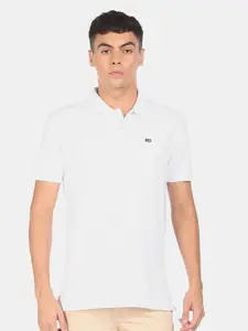 Arrow Sport Men White Polo Collar Cotton T-shirt