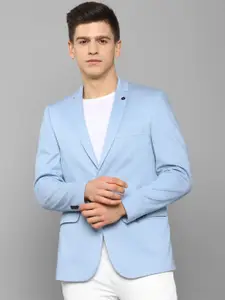 Allen Solly Men Blue Solid Slim-fit Single Breasted Formal Blazer