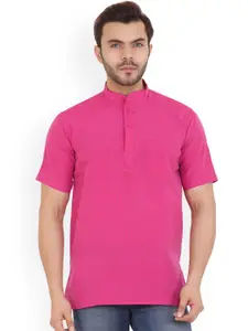 Latest Chikan Garments Men Pink Striped Cotton Kurta