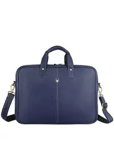 WildHorn Men Blue Leather Laptop Bag