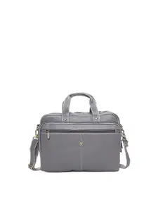 WildHorn Men Grey Leather Laptop Bag