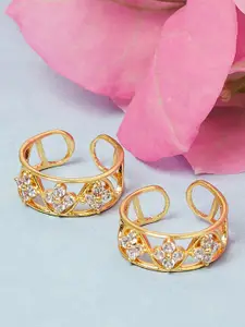 Voylla Gold-Plated White Stone-Studded Toe Rings